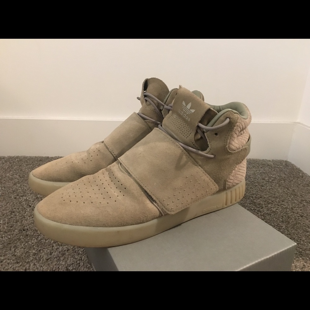 Adidas Tubular Invader Strap Shoes (Olive) US10